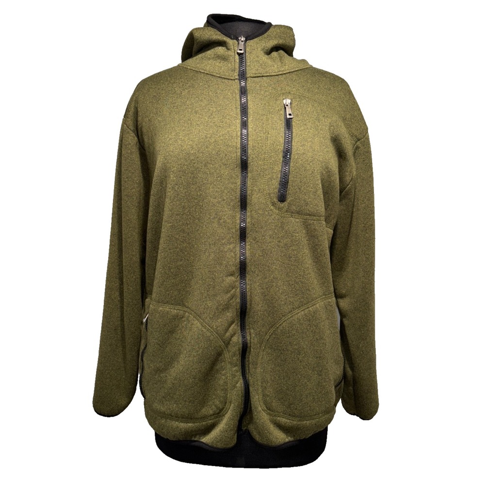 Blu Rock New York Sherpa Lined Full Zip Hoodie Jacket Olive Green Heather Size M